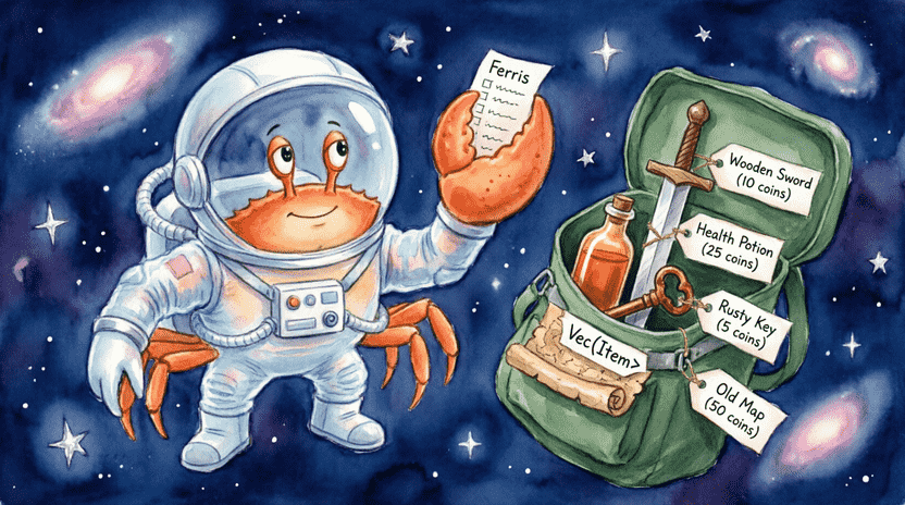 [Illustration: Two overlapping magical circles labeled “List A” and “List B”. In the intersection, glowing numbers “4” and “5” float with sparkles. Ferris the crab stands nearby holding a magnifying glass. Style: educational vector illustration, clean, bright.]