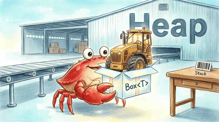 [Illustration: Ferris wearing a graduation cap and safety goggles, holding a glowing “Chapter 15 Master” badge. Floating around him are a gift box (Box), a shared book (Rc), a notebook with a lock (RefCell), and a small star map graph. Encouraging, bright lighting, children’s book style, 16:9.]